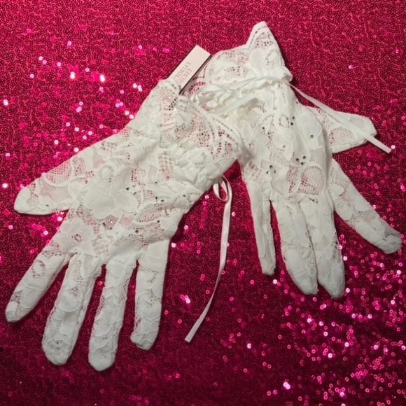 Victoria's Secret Accessories - Victoria’s Secret Shine Costume Gloves Lingerie Bedroom Cosplay White Lace Y2K